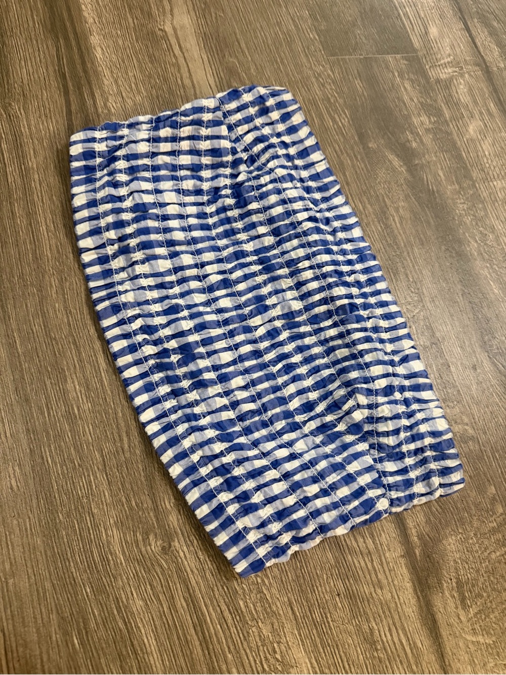 Universal Thread Blue and White Gingham Smocked Tube Top
